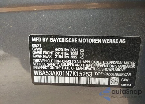 2022 BMW 228 Gran Coupe I Sdrive from USA, damaged, VIN WBA53AK01N7K15253